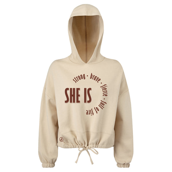 She Is Cropped Oversized Hoodie
