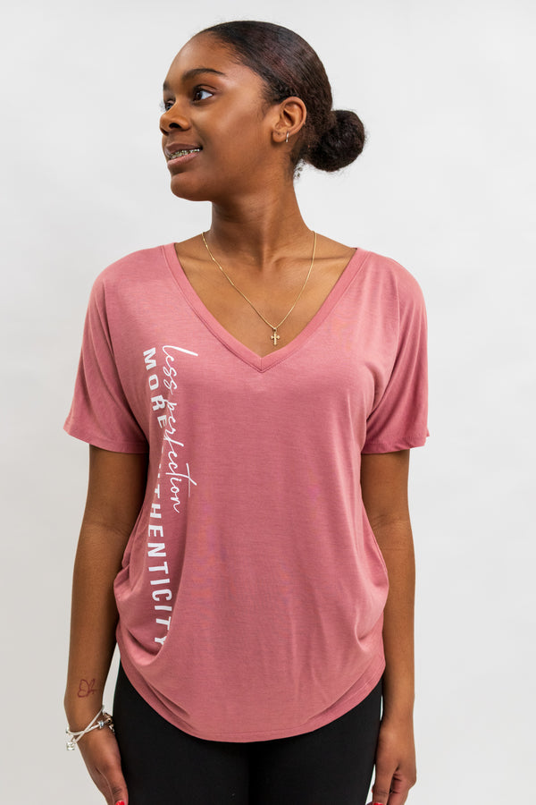 Less Perfection Ladies' Slouchy V-Neck Tee